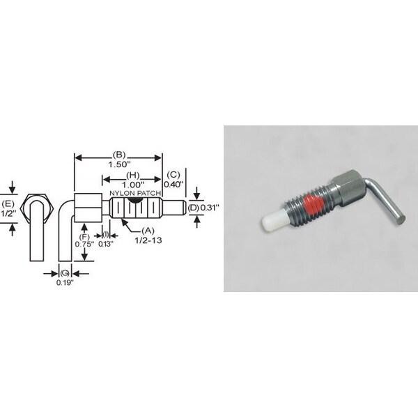 S & W Manufacturing L-Handle, Nylon Non Lck w/P, 1/2-13", 1" NLNW-4 - main